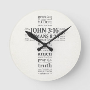 Bibelvers-Referenz-Kreuz-Wandkunst Runde Wanduhr