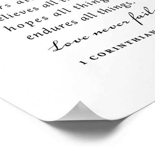 Bibelverse 1 Korinther 13:7-8 Poster (Ecke)