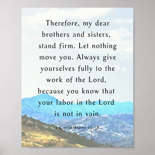 Bibelverse, 1 Korinther 15:58, Poster (Vorne)