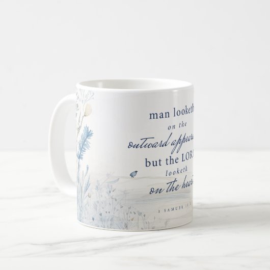 Bibelverse 1 Samuel 16:7 Aquarellfarbene Tasse (Vorderseite Links)