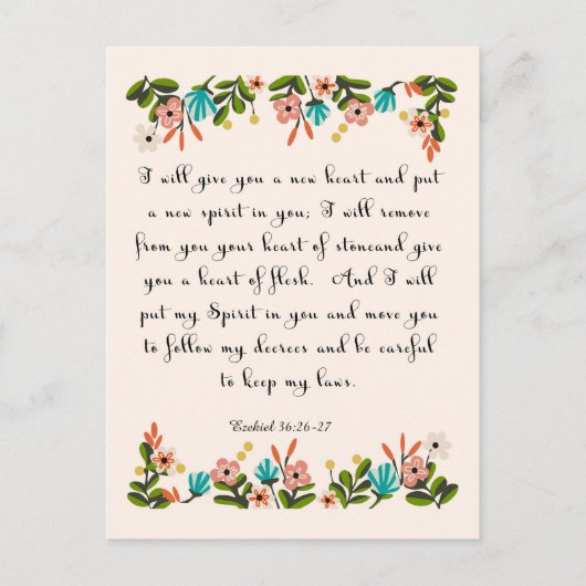 Bibelverse Art - Ezekiel 36:26-27 Postkarte (Vorderseite)
