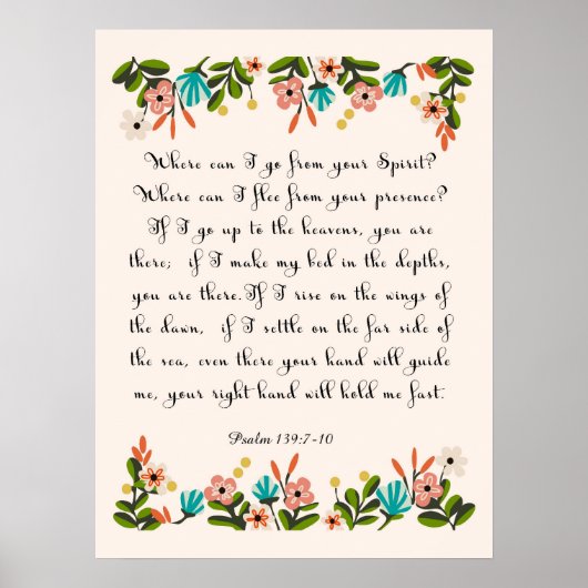 Bibelverse Art - Psalm 139:7-10 Poster (Vorne)