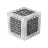Bibelverse auf Silber Würfel (Rückseite Schrägansicht)