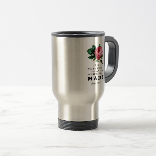 Bibelverse aus Angst und wunderbar gemachte Rose Reisebecher (VorderseiteRechts)