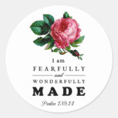 Bibelverse aus Angst und wunderbar gemachte Rose Runder Aufkleber (Vorderseite)