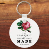 Bibelverse aus Angst und wunderbar gemachte Rose Schlüsselanhänger (Vorderseite)