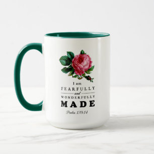 Bibelverse aus Angst und wunderbar gemachte Rose Tasse