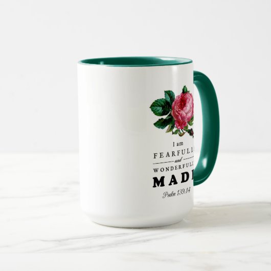 Bibelverse aus Angst und wunderbar gemachte Rose Tasse (VorderseiteRechts)