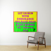 Bibelverse aus Hebräern 12:1. Wandteppich (Beispiel (Horizontal))