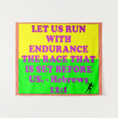 Bibelverse aus Hebräern 12:1. Wandteppich (Vorderseite (Horizontal))