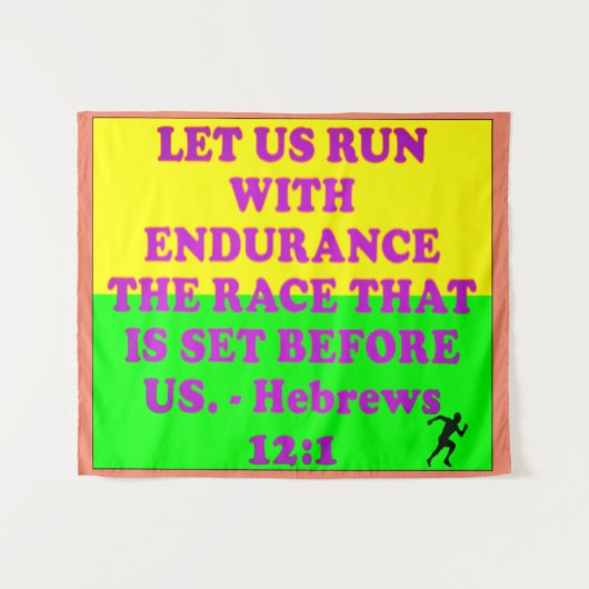 Bibelverse aus Hebräern 12:1. Wandteppich (Vorderseite (Horizontal))