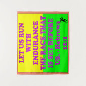 Bibelverse aus Hebräern 12:1. Wandteppich (Vorderseite)