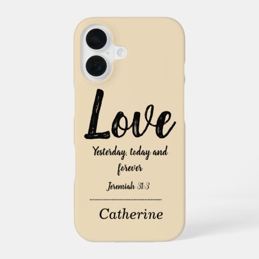 Bibelverse Beige iPhone 16 Hülle (Rückseite)