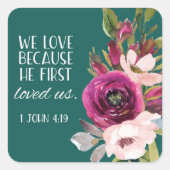 Bibelverse Blumenaufkleber Quadratischer Aufkleber (Vorderseite)
