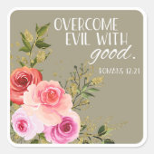 Bibelverse Blumenaufkleber Quadratischer Aufkleber (Vorderseite)