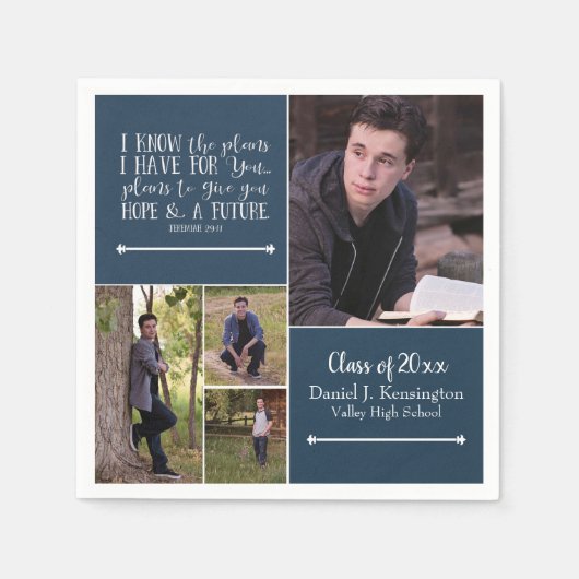 Bibelverse Christlicher Abschluss FotoCollage Serviette (Vorderseite)