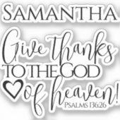 Bibelverse dank Christlicher moderner Schrift Aufkleber (Vorderseite)