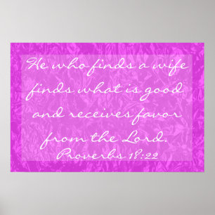 Bibelverse, der eine Ehefrau Sprichwörter 18:22 fi Poster