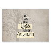 Bibelverse: Der Herr ist mein Licht und mein Sohn Tischnummer (Vorderseite)