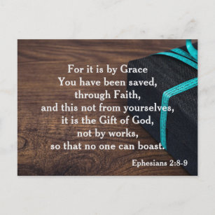 Bibelverse Ephesianer 2:8-9 mit Grace Postcard Postkarte