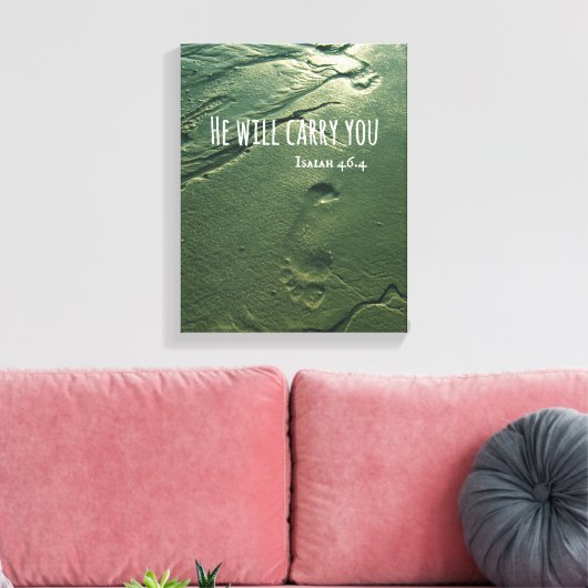 Bibelverse: Er wird Sie mit Footprints führen Leinwanddruck (Insitu (Wohnzimmer))