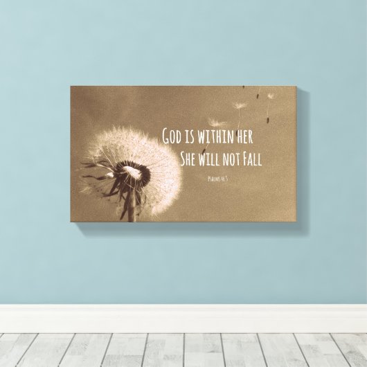 Bibelverse: Gott ist in ihr, sie wird nicht fallen Leinwanddruck (Insitu (Holzboden))