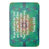 Bibelverse Heilung Bibel Zitat Exodus 23:25 Badematte (Vorderseite Vertikal)