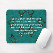Bibelverse Heilung Bibel Zitat Exodus 23:25 Mousepad (Mit Mouse)