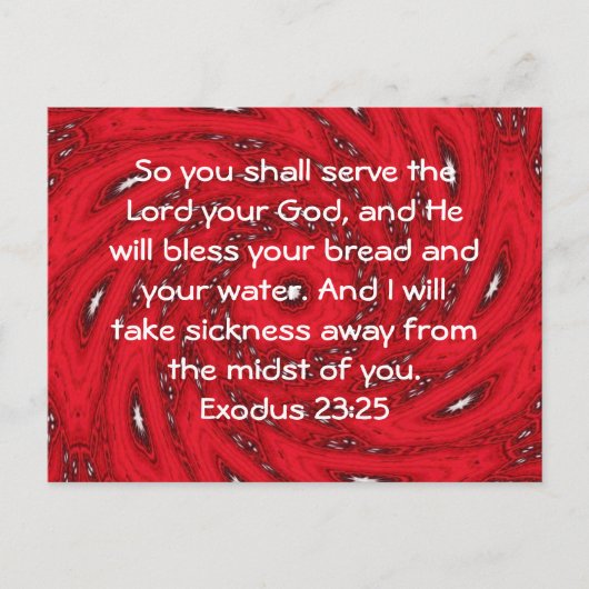 Bibelverse Heilung Bibel Zitat Exodus 23:25 Postkarte (Vorderseite)