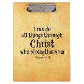 Bibelverse: Ich kann alles durch Christus tun Klemmbrett (Vorderseite)