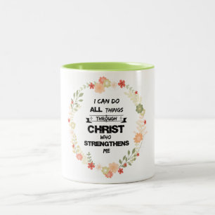 Bibelverse: Ich kann alles durch Christus tun Zweifarbige Tasse
