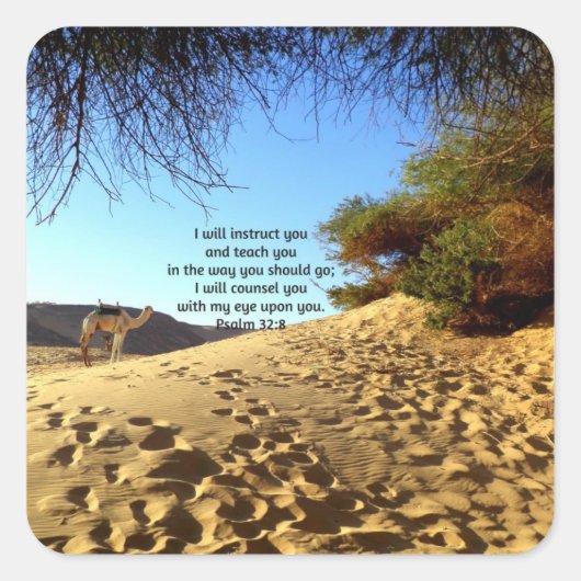 Bibelverse Inspiration Zitat Psalm 32:8 Quadratischer Aufkleber (Vorderseite)