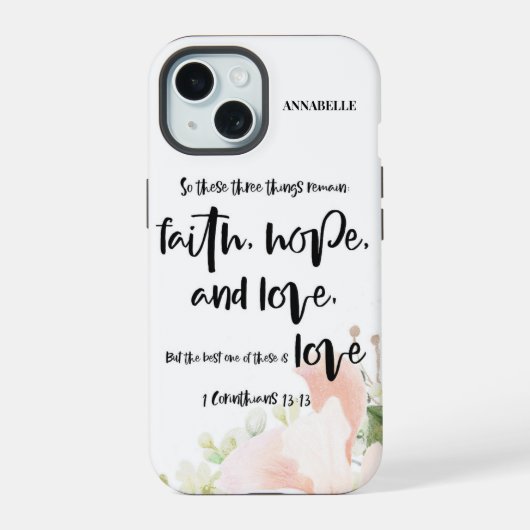 Bibelverse iPhone 15 Hülle (Rückseite)