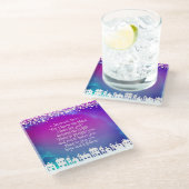 Bibelverse Jeremiah 29:11 Sterne und Häuser Glasuntersetzer (Schrägansicht)