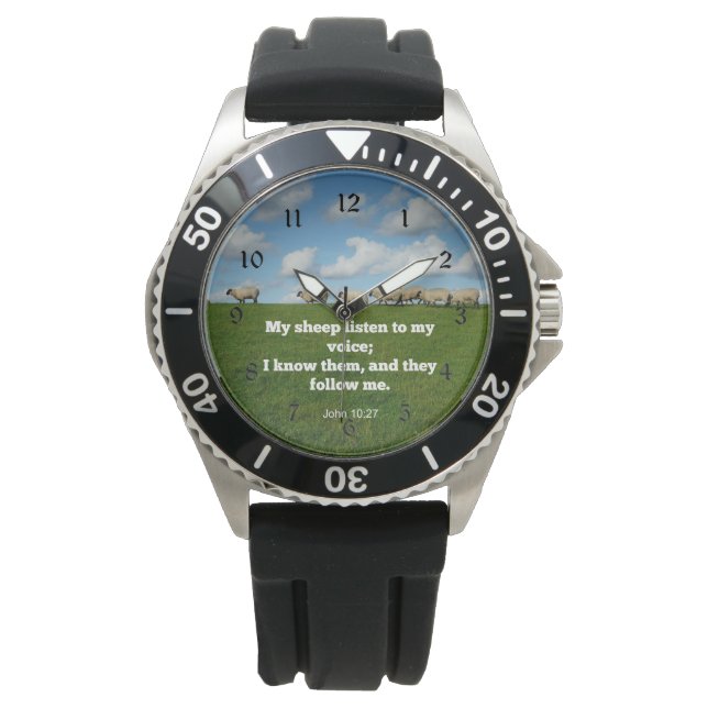 Bibelverse, John 10:27, Schafe, Armbanduhr (Vorderseite)
