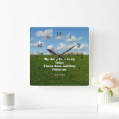 Bibelverse, John 10:27, Schafe, Quadratische Wanduhr (Zuhause)