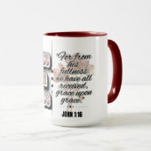 Bibelverse John 1:16 Grace über Grace Tasse (VorderseiteRechts)