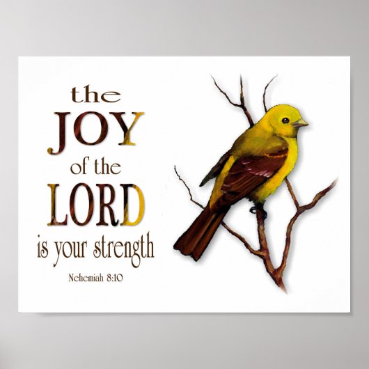 Bibelverse, Joy of the Lord, Vogelmalerei, Kunst Poster (Vorne)