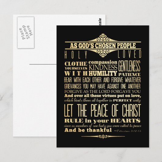 Bibelverse - Kolossians 3:12-13 Postkarte (Vorne/Hinten)