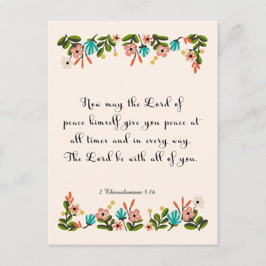Bibelverse Kunst - 2 Thessaloniker 3:16 Postkarte (Vorderseite)