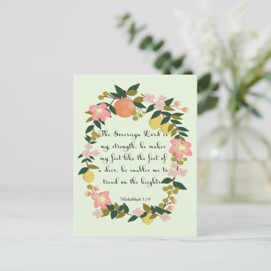 Bibelverse Kunst - Habakkuk 3:19 Postkarte (Stehend Vorderseite)