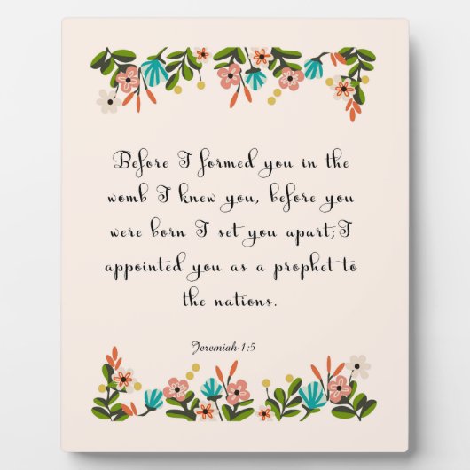 Bibelverse Kunst - Jeremiah 1:5 Fotoplatte (Vorderseite)
