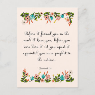 Bibelverse Kunst - Jeremiah 1:5 Postkarte