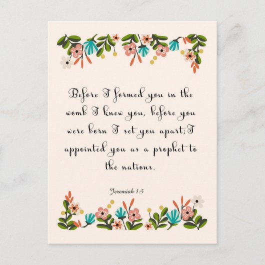 Bibelverse Kunst - Jeremiah 1:5 Postkarte (Vorderseite)