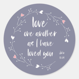 Bibelverse: Liebe einander (+ Herzen) Runder Aufkleber