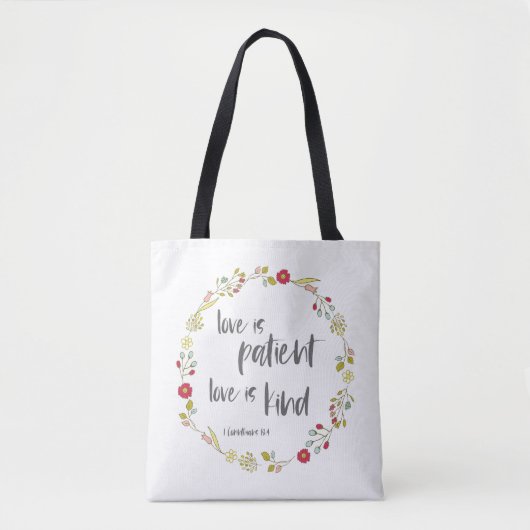 Bibelverse: Liebe ist geduldig, Liebe ist freundli Tasche (Vorderseite)