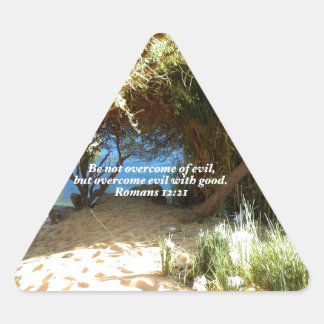 Bibelverse Liebe Zitat Sprichwort Römer 12:21 Dreieckiger Aufkleber