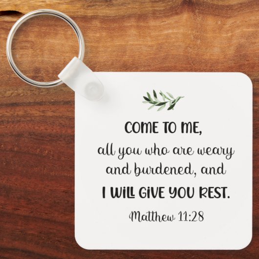 Bibelverse Matthew Olive Square Schlüsselanhänger (Vorderseite)