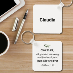 Bibelverse Matthew Olive Square Schlüsselanhänger