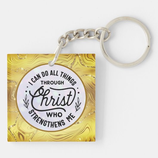 Bibelverse mit elegantem Shiny Gold fördern Schlüsselanhänger (Rückseite)